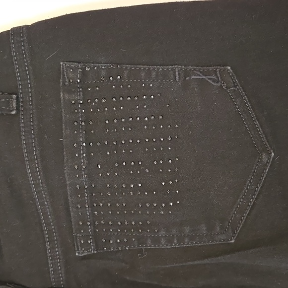 Jones New York Lexington black Denim straight leg Jeans 4 embellished pockets - Picture 4 of 13